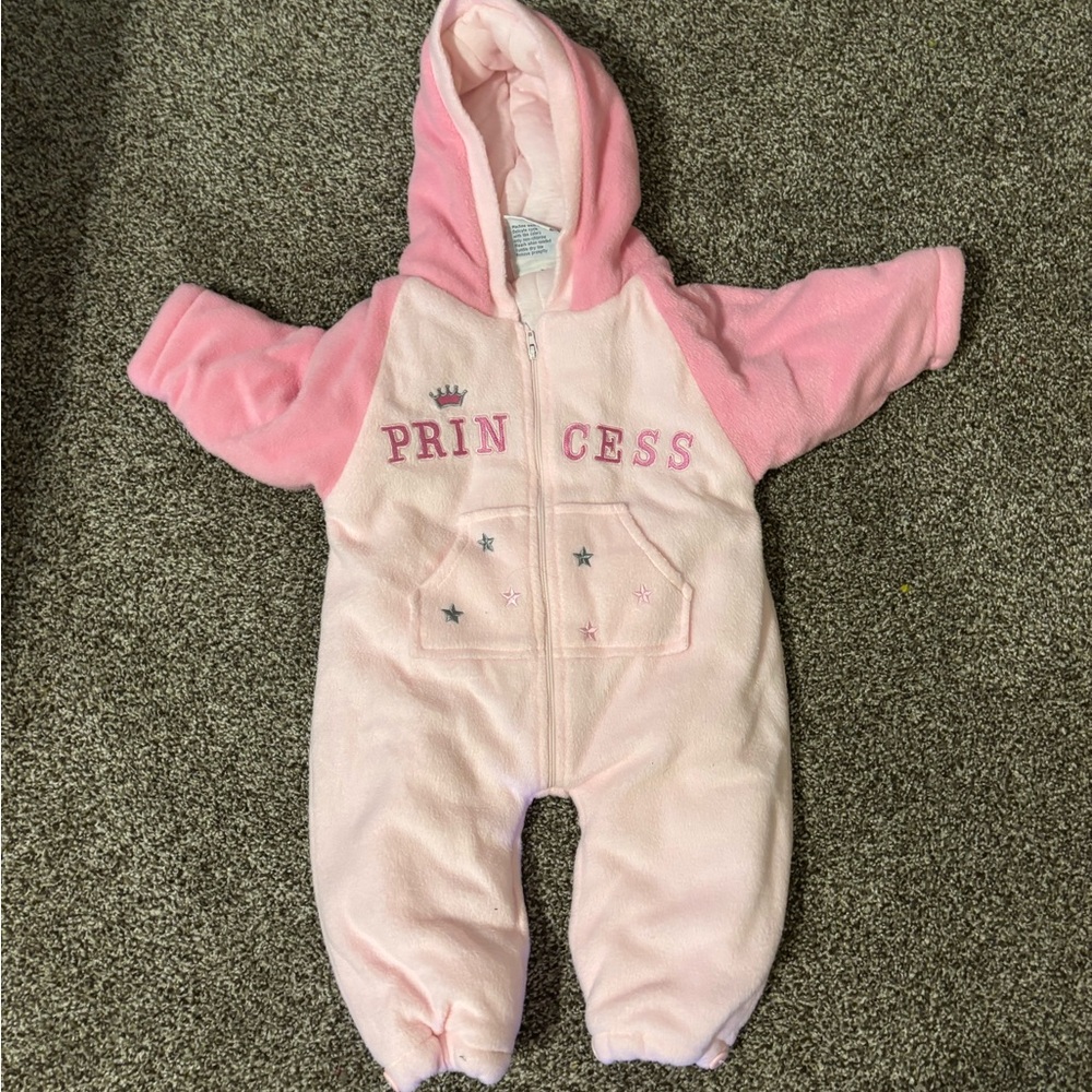 Pink Hooded Baby Onesie
